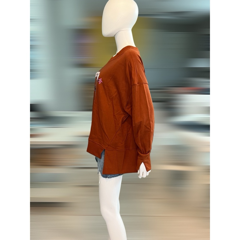 FANTASTIC FAWN let’s go girls oversized rust pull over S M L - Picture 5 of 8